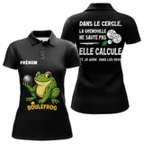 Polo Pétanque Homme Femme Boulefrog - Humour Grenouille Noir - Polo Femme