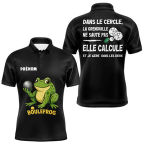 Polo Pétanque Homme Femme Boulefrog - Humour Grenouille Noir - Polo Homme
