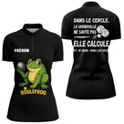 Polo Pétanque Homme Femme Boulefrog - Humour Grenouille Noir - Polo Zippé Femme