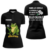 Polo Pétanque Homme Femme Boulefrog - Humour Grenouille Noir - Polo Zippé Femme
