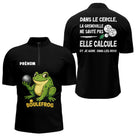 Polo Pétanque Homme Femme Boulefrog - Humour Grenouille Noir - Polo Zippé Homme