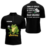 Polo Pétanque Homme Femme Boulefrog - Humour Grenouille Noir - Polo Zippé Homme