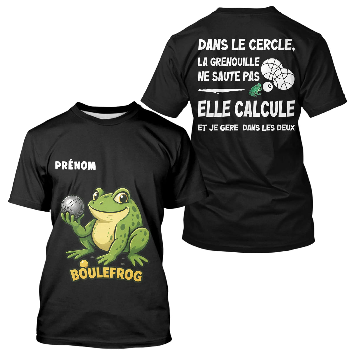 Polo Pétanque Homme Femme Boulefrog - Humour Grenouille Noir - T-Shirt Homme