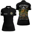 Polo Pétanque Homme Femme – Boules Esprit Camping Noir - Polo Zippé Femme