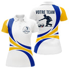 Polo Pétanque Homme Femme – Design Boules Bleu Jaune - Polo Femme