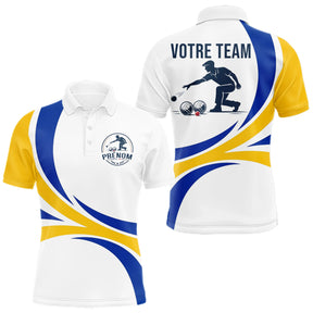 Polo Pétanque Homme Femme – Design Boules Bleu Jaune - Polo Homme