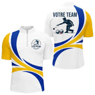 Polo Pétanque Homme Femme – Design Boules Bleu Jaune - Polo Zippé Homme