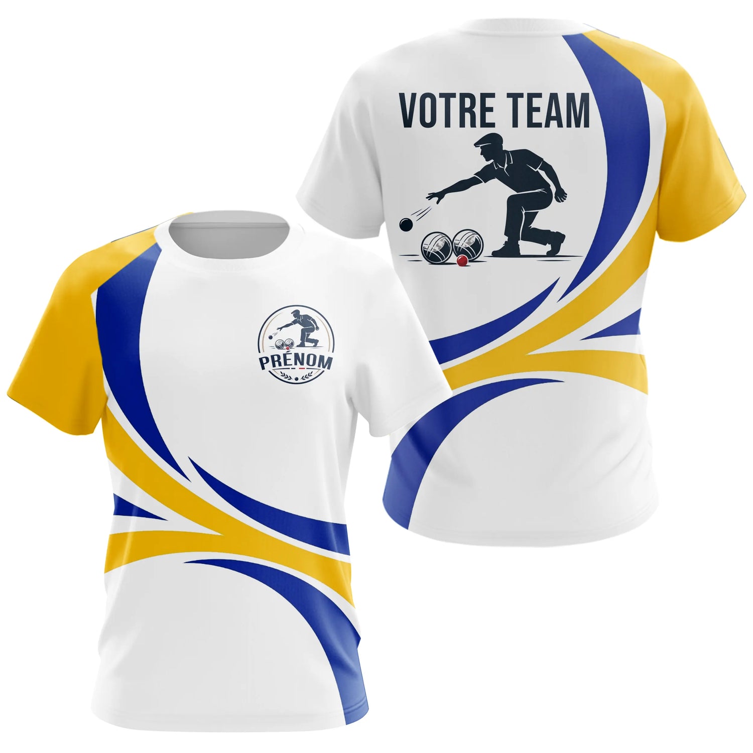 Polo Pétanque Homme Femme – Design Boules Bleu Jaune - T-Shirt Femme