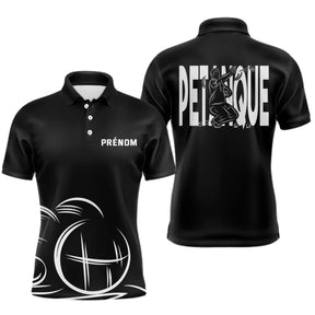 Polo Pétanque Homme Femme Noir - Personnalisé Prénom - Polo Homme
