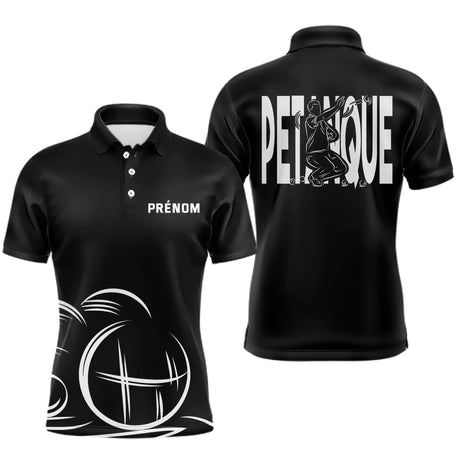Polo Pétanque Homme Femme Noir - Personnalisé Prénom - Polo Homme
