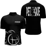 Polo Pétanque Homme Femme Noir - Personnalisé Prénom - Polo Zippé Homme