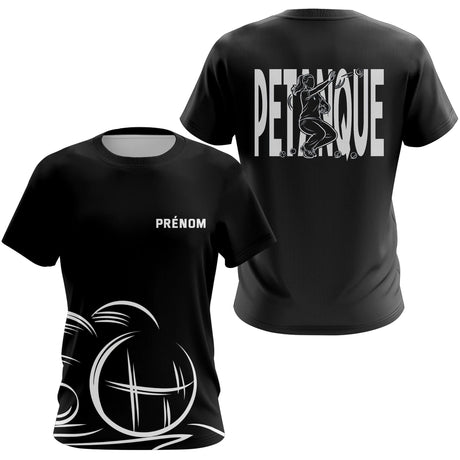 Polo Pétanque Homme Femme Noir - Personnalisé Prénom - T-Shirt Femme