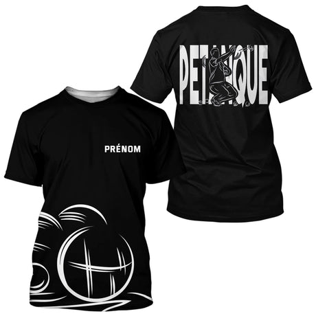 Polo Pétanque Homme Femme Noir - Personnalisé Prénom - T-Shirt Homme