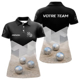Polo Pétanque Homme Femme Noir – Design Boules & Sable - Polo Femme