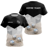 Polo Pétanque Homme Femme Noir – Design Boules & Sable - T-Shirt Femme
