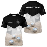 Polo Pétanque Homme Femme Noir – Design Boules & Sable - T-Shirt Homme
