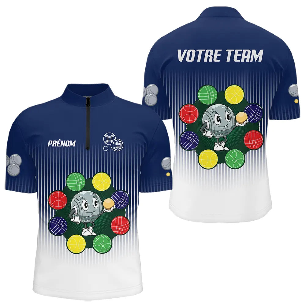 Polo Pétanque Homme Femme – Robot Boules Colorées - Polo Zippé Homme