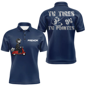 Polo Pétanque Homme Personnalisé Bleu Marine - Tu Tires ou Tu Pointes - Polo Homme