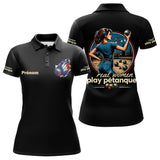 Polo Pétanque Humour - Homme Femme Noir Personnalisé - Polo Femme