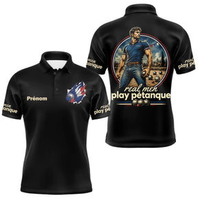 Polo Pétanque Humour - Homme Femme Noir Personnalisé - Polo Homme
