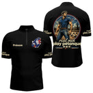 Polo Pétanque Humour - Homme Femme Noir Personnalisé - Polo Zippé Homme