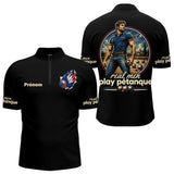 Polo Pétanque Humour - Homme Femme Noir Personnalisé - Polo Zippé Homme