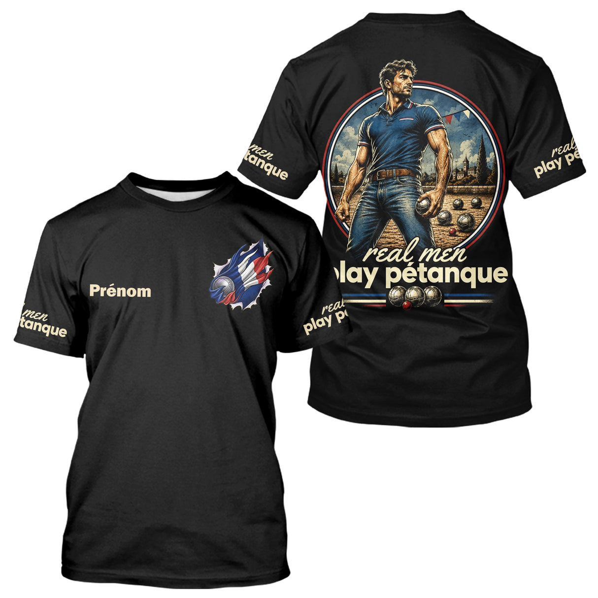Polo Pétanque Humour - Homme Femme Noir Personnalisé - T-Shirt Homme