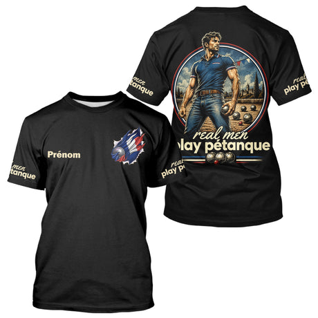 Polo Pétanque Humour - Homme Femme Noir Personnalisé - T-Shirt Homme