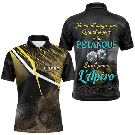 Polo Pétanque Humour Noir & Jaune - "Ne Me Dérange Pas" Personnalisé - Polo Homme