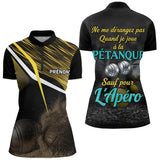 Polo Pétanque Humour Noir & Jaune - "Ne Me Dérange Pas" Personnalisé - Polo Zippé Femme