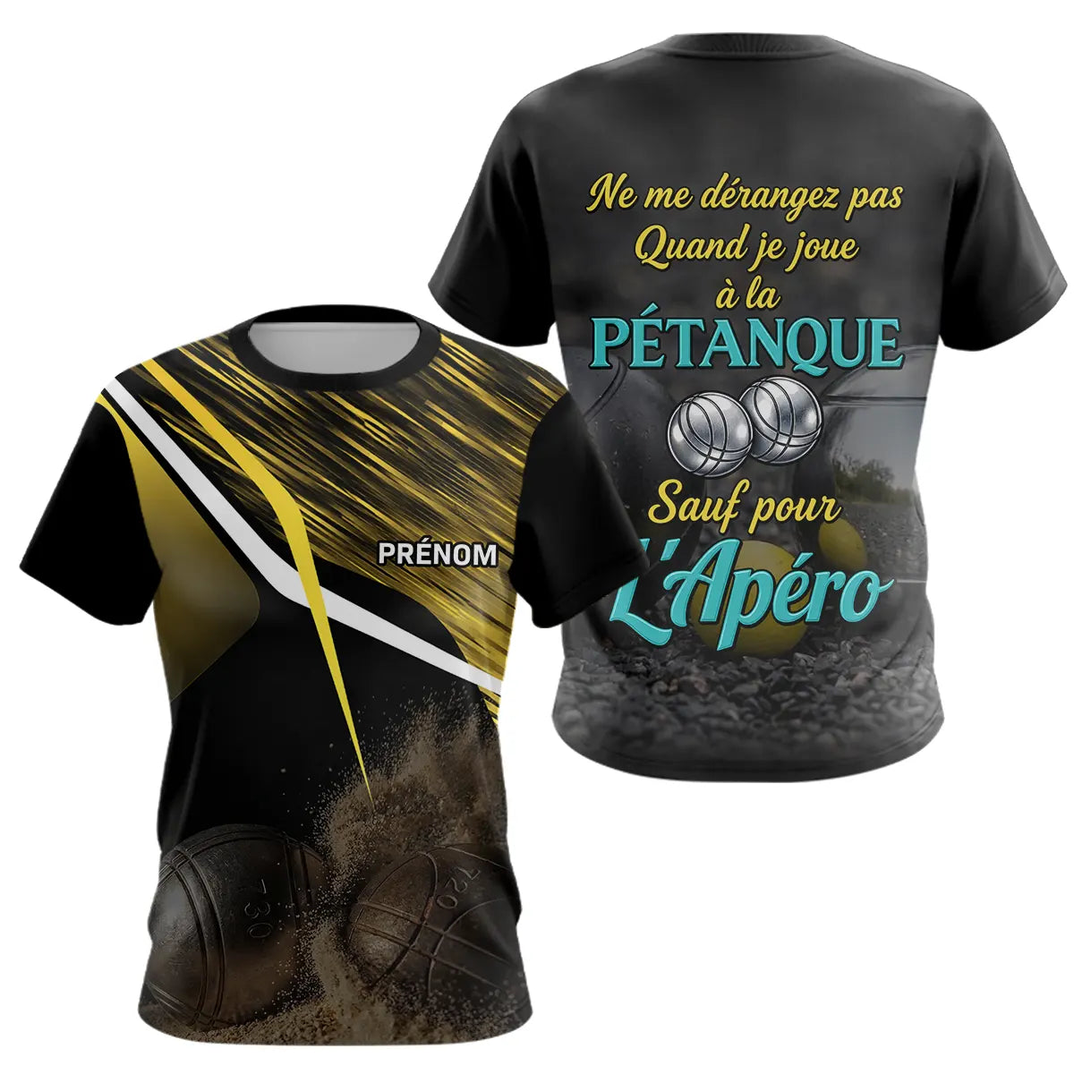 Polo Pétanque Humour Noir & Jaune - "Ne Me Dérange Pas" Personnalisé - T-Shirt Femme