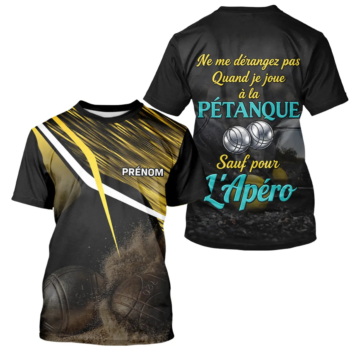 Polo Pétanque Humour Noir & Jaune - "Ne Me Dérange Pas" Personnalisé - T-Shirt Homme
