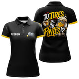 Polo Pétanque Humour Noir & Jaune - Tu Tires Ou Tu Pintes - Polo Femme