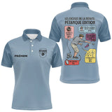 Polo Pétanque Humour Personnalisé - Bleu Gris - Polo Homme