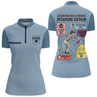 Polo Pétanque Humour Personnalisé - Bleu Gris - Polo Zippé Femme