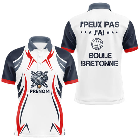 Polo Pétanque Humour Personnalisé - Boule Bleu Blanc Rouge Bretonne - Polo Homme