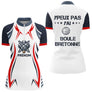 Polo Pétanque Humour Personnalisé - Boule Bleu Blanc Rouge Bretonne - Polo Zippé Femme