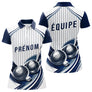Polo Pétanque Impression Boules & Prénom - Bleu Et Blanc - Polo Femme