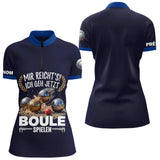 Polo Pétanque Imprimé 3D - Personnalisé Bleu Marine - Polo Zippé Femme