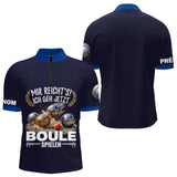 Polo Pétanque Imprimé 3D - Personnalisé Bleu Marine - Polo Zippé Homme