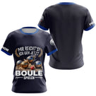 Polo Pétanque Imprimé 3D - Personnalisé Bleu Marine - T-Shirt Femme