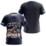Polo Pétanque Imprimé 3D - Personnalisé Bleu Marine - T-Shirt Femme