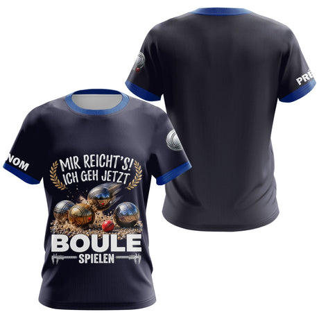 Polo Pétanque Imprimé 3D - Personnalisé Bleu Marine - T-Shirt Femme