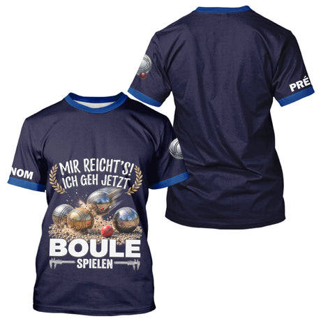 Polo Pétanque Imprimé 3D - Personnalisé Bleu Marine - T-Shirt Homme