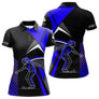 Polo Pétanque Imprimé Bleu & Noir - Cadeau Boule Homme Femme - Polo Femme