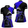 Polo Pétanque Imprimé Bleu & Noir - Cadeau Boule Homme Femme - Polo Zippé Femme