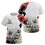 Polo Pétanque Imprimé Prénom - Boules Rouge Blanc - T-Shirt Femme