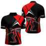 Polo Pétanque Imprimé Rouge & Noir - Cadeau Boule Homme Femme - Polo Zippé Homme