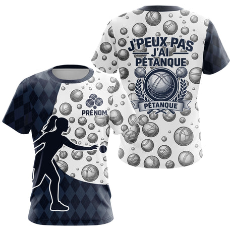 Polo Pétanque J'peux Pas Bleu - Boules Homme et Femme - T-Shirt Femme