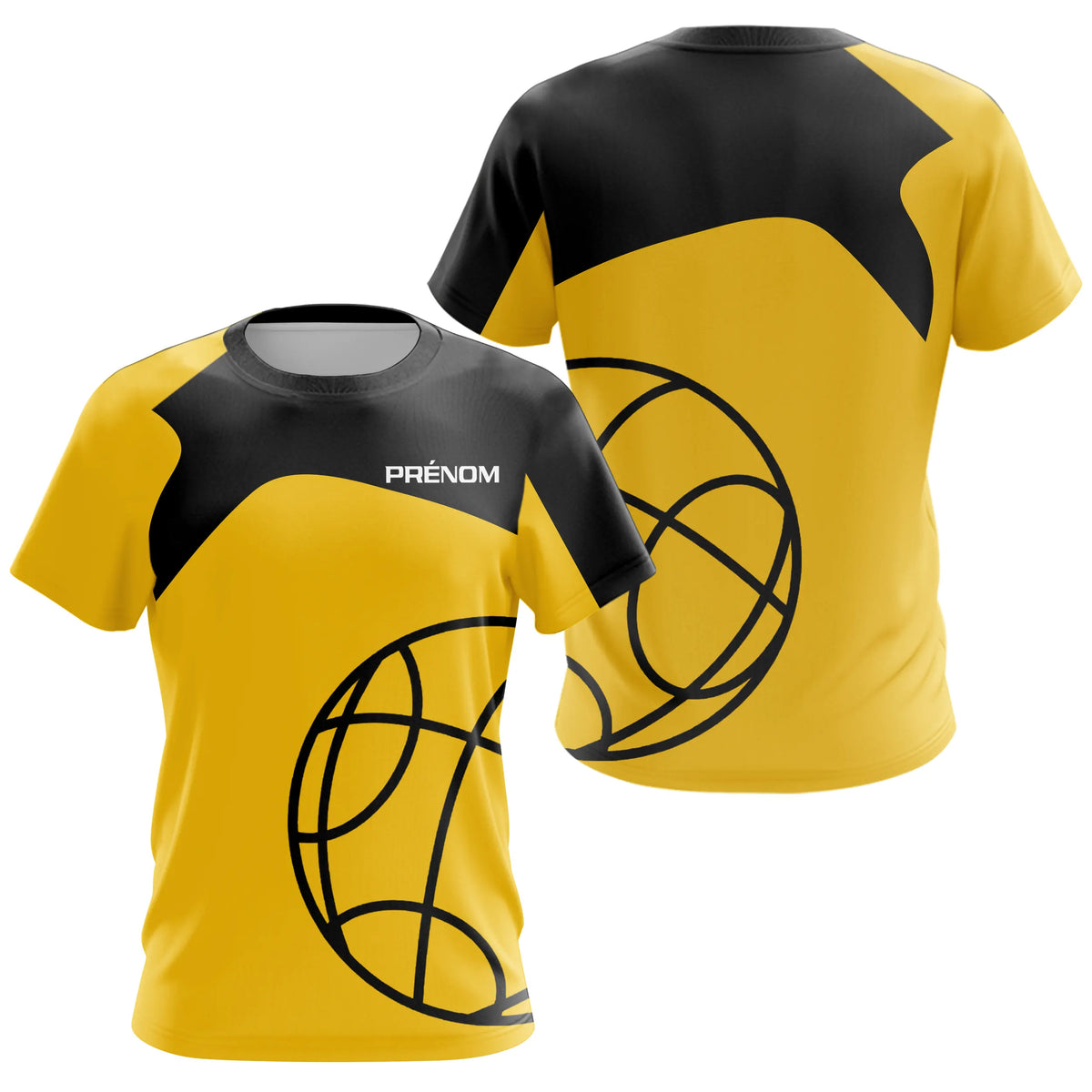 Polo Pétanque Jaune & Noir Personnalisé - Équipement Club - T-Shirt Femme